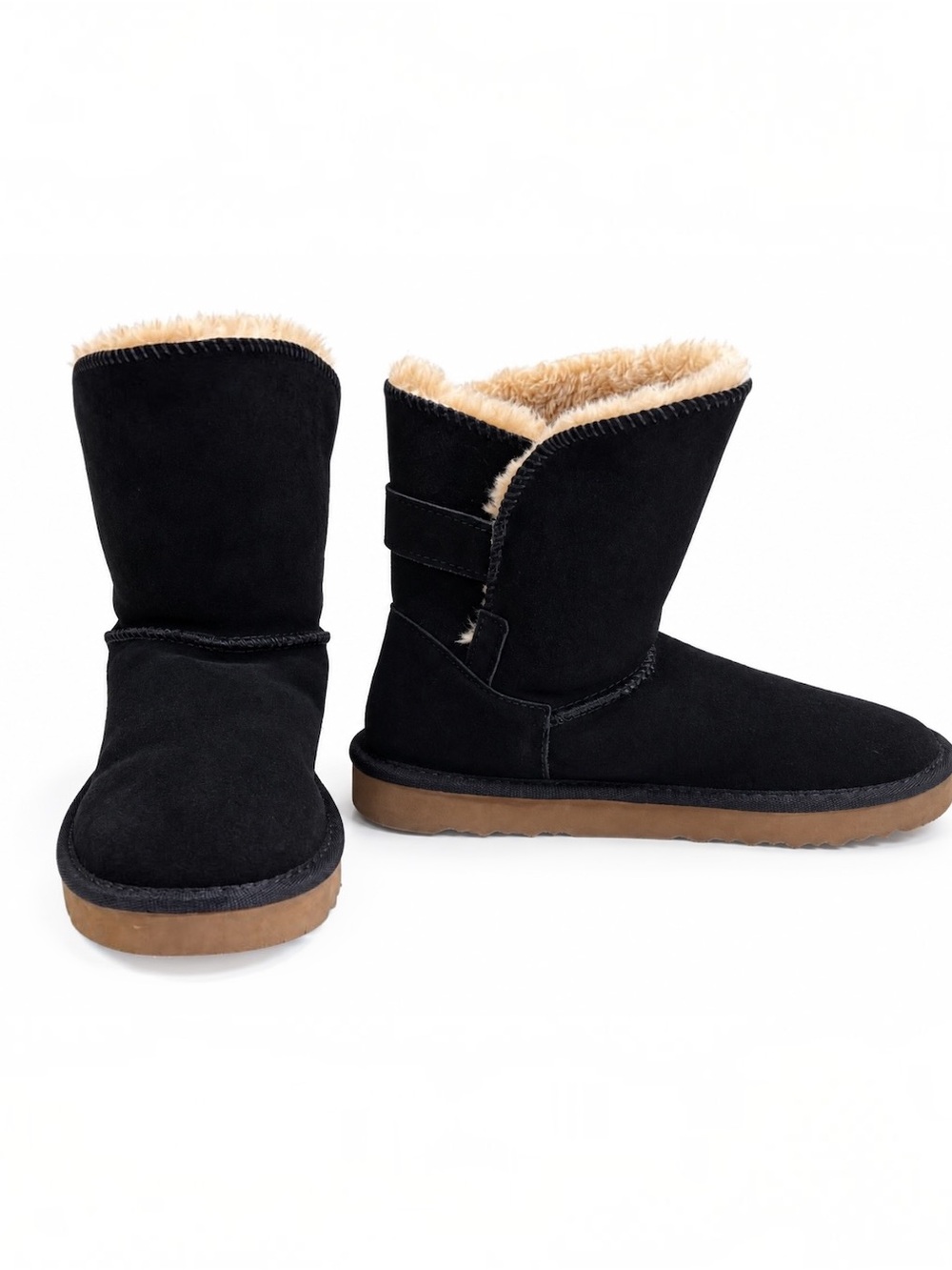 Style & Co Navy Faux Suede Faux Fur Lined Buckle Winter Boots Size 9M